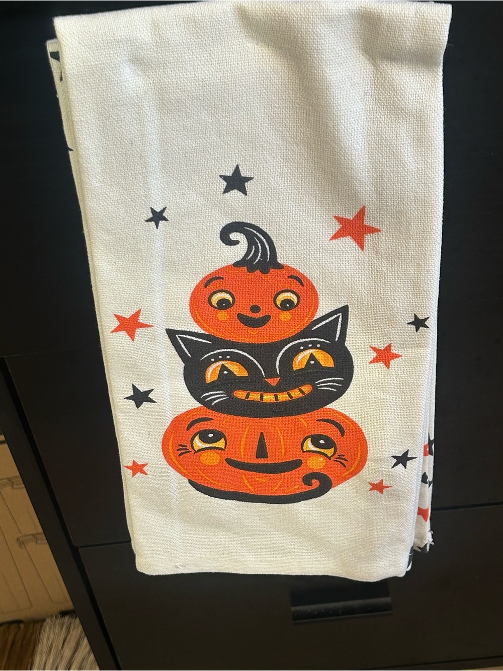 Johanna Parker set of 3 Pumpkin and Cat Kitchen Towels
